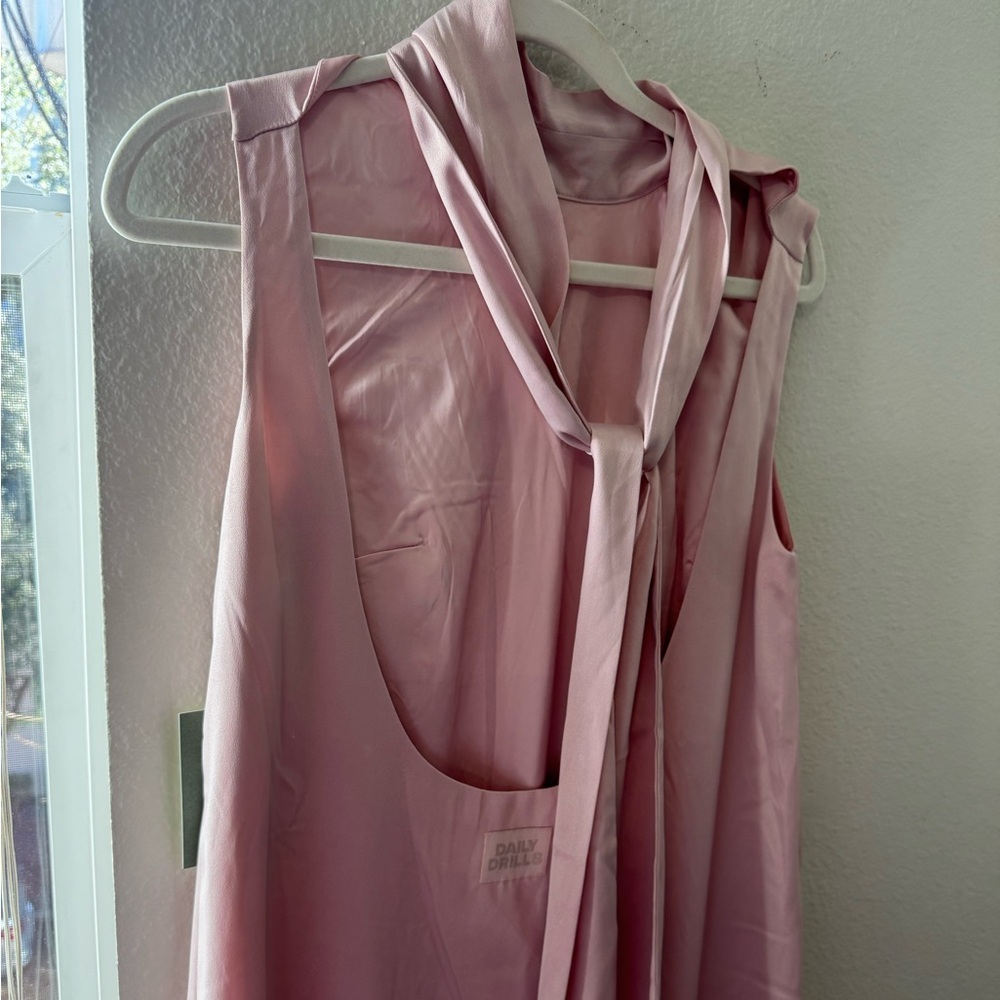 Daily Drills Light Pink Sleeveless Maxi Dress with Tie